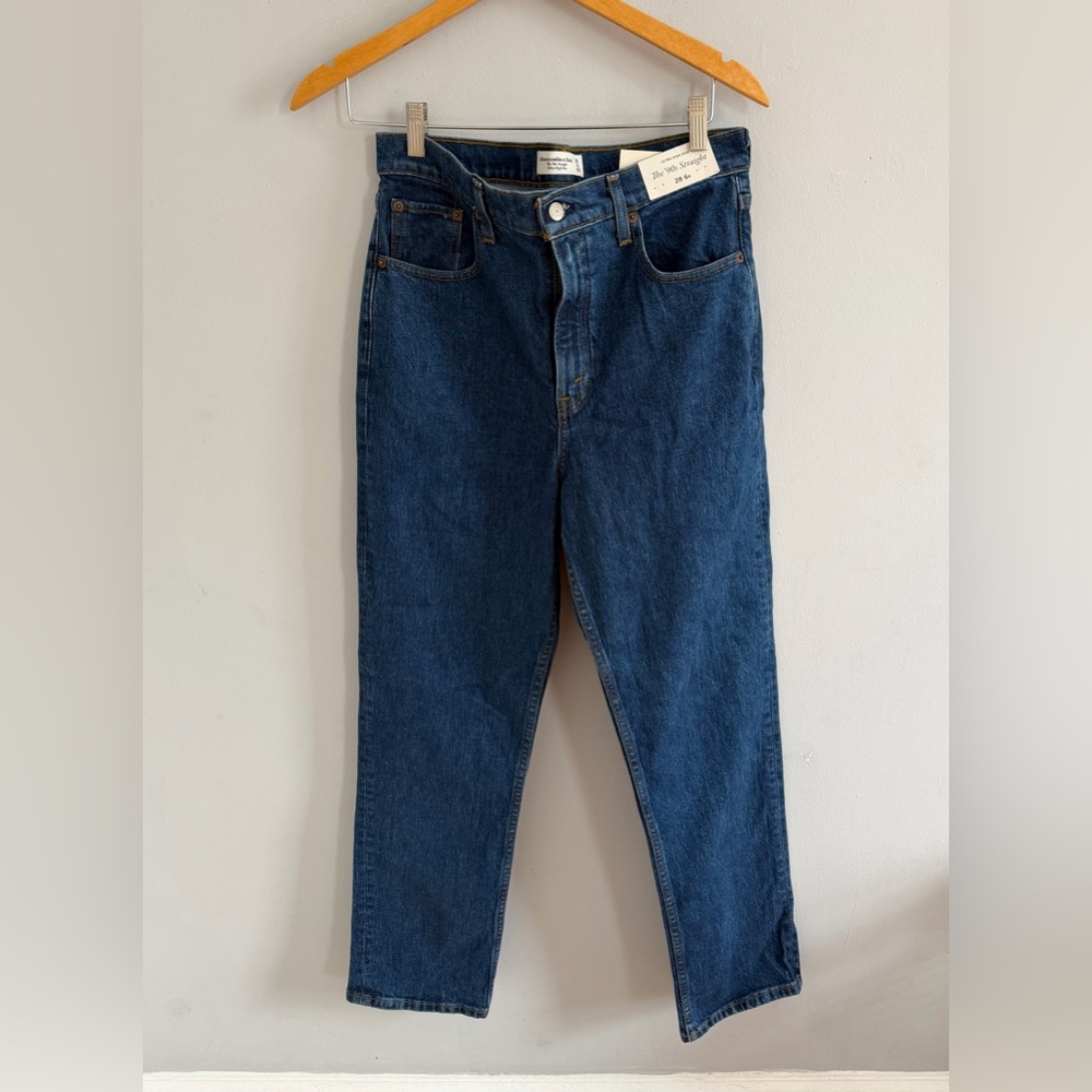 NWT Abercrombie & Fitch Curve The ‘90s Strait Jeans Dark Wash Ultra High Rise 28